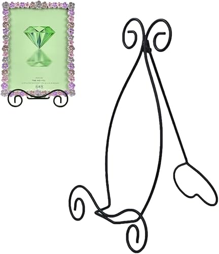 Soporte de placa de hierro para exhibición, soporte de exhibición de 14 pulgadas con trípode negro ajustable, soporte de exhibición para caballete