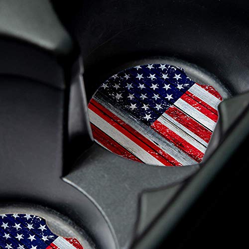 Portavasos para coche set 2 con bandera USA deteriorada miniatura 3