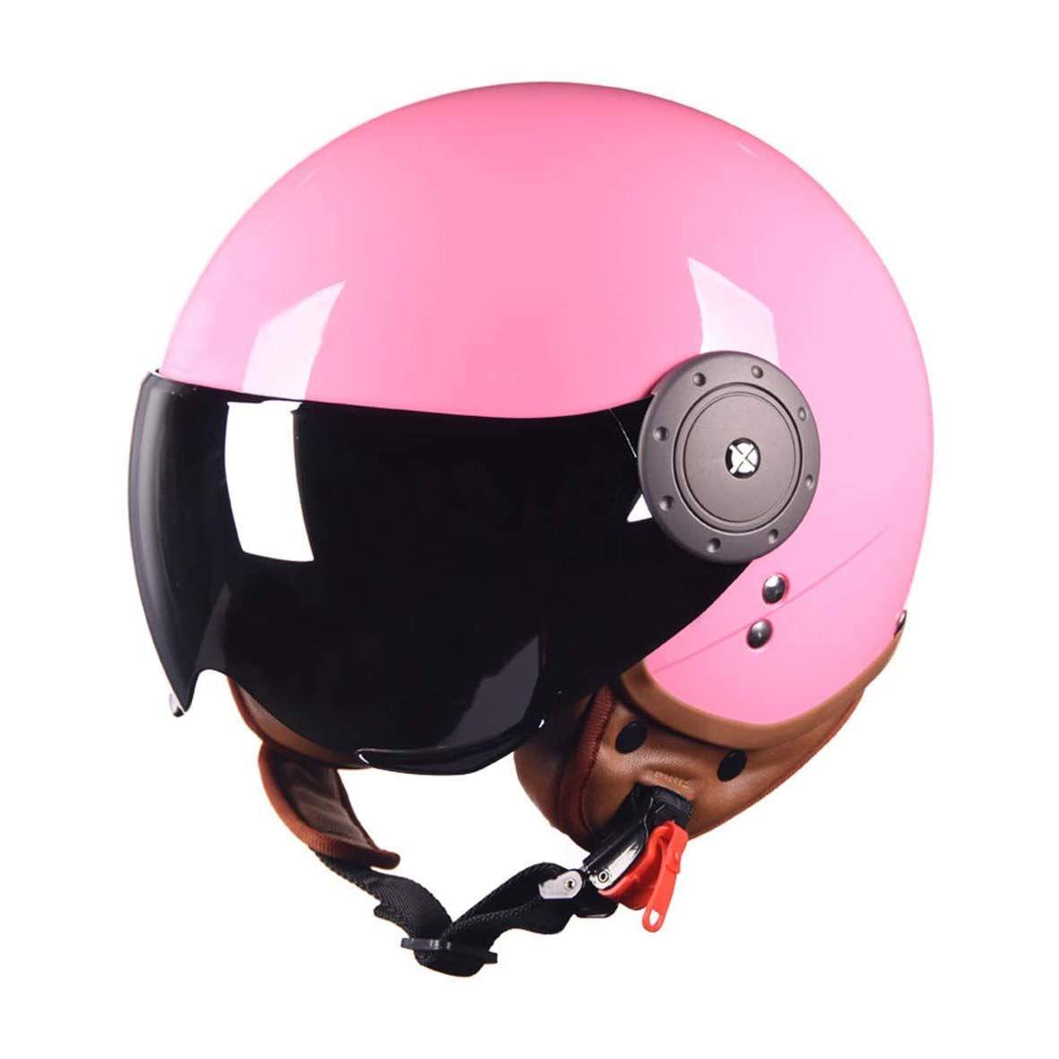 Kask motocyklowy 3/4 z otwartą twarzą, dla dorosłych Unisex Retro Crash Cruiser Half Helmet, ECE Certified, Scooter Street Bike Motocykl Vintage Jet Helmet (54-61cm)
