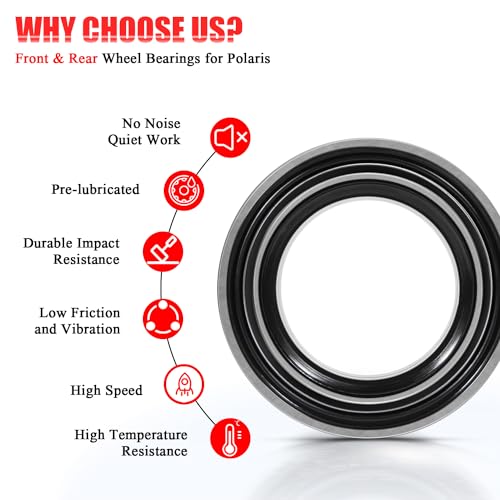 image for Yoursme Front and Rear Wheel Bearings Compatible with Polaris RZR XP 9