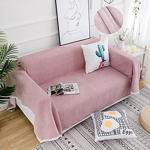 Serviette canapé chenille coton rose pour sublimer votre intérieur