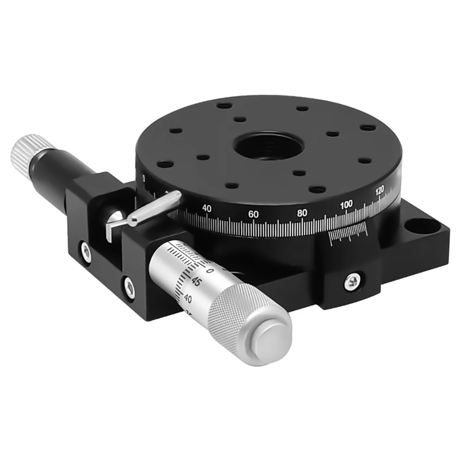 R-Achse 80 mm RSP80-L 360 Grad Hochpräzisions-Drehschiebetisch, Tischwinkel manuell einstellbar, Plattform, optisches Mikrometer
