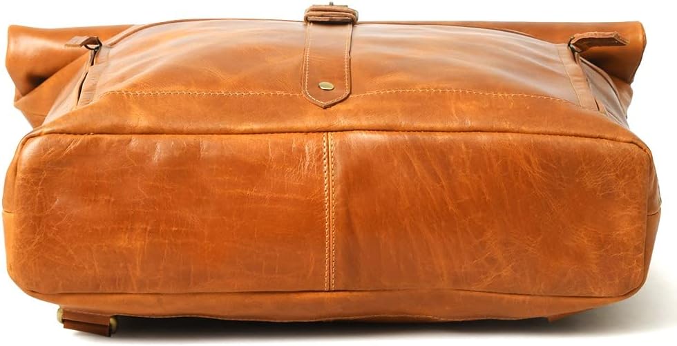 Gratlin Buffalo Leather Roll On Laptop Backpack 16 Inches | Vintage Genuine Leather Rucksack Backpack for Men & Women | Best Full Grain Tan Leather Backpacks Book Bag Knapsack for Travel Hiking Use - Image 5