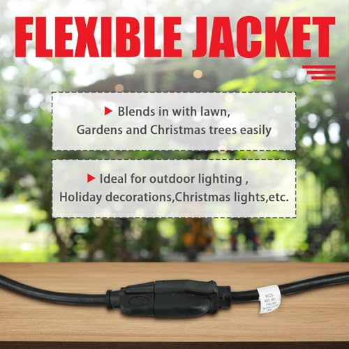 Image of EP 50FT Outdoor Extension Cord, 16 /3 SJTW Heavy Duty Black, ETL Listed