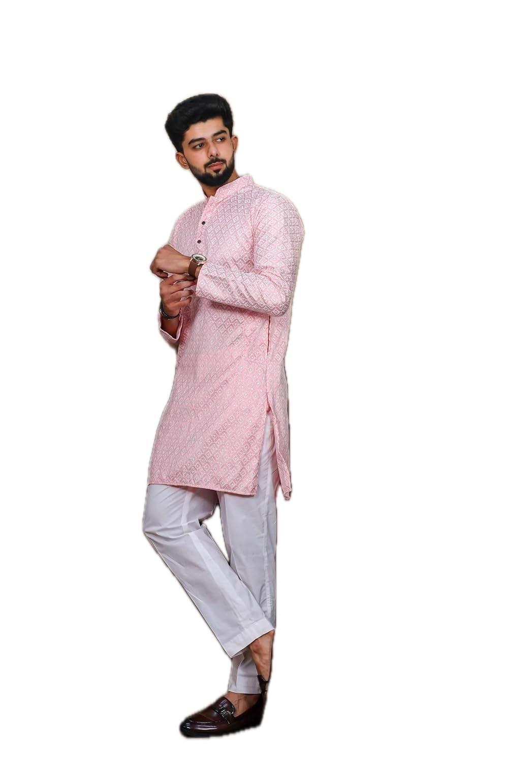 LookMark Men's Printed Silk Blend Kurta