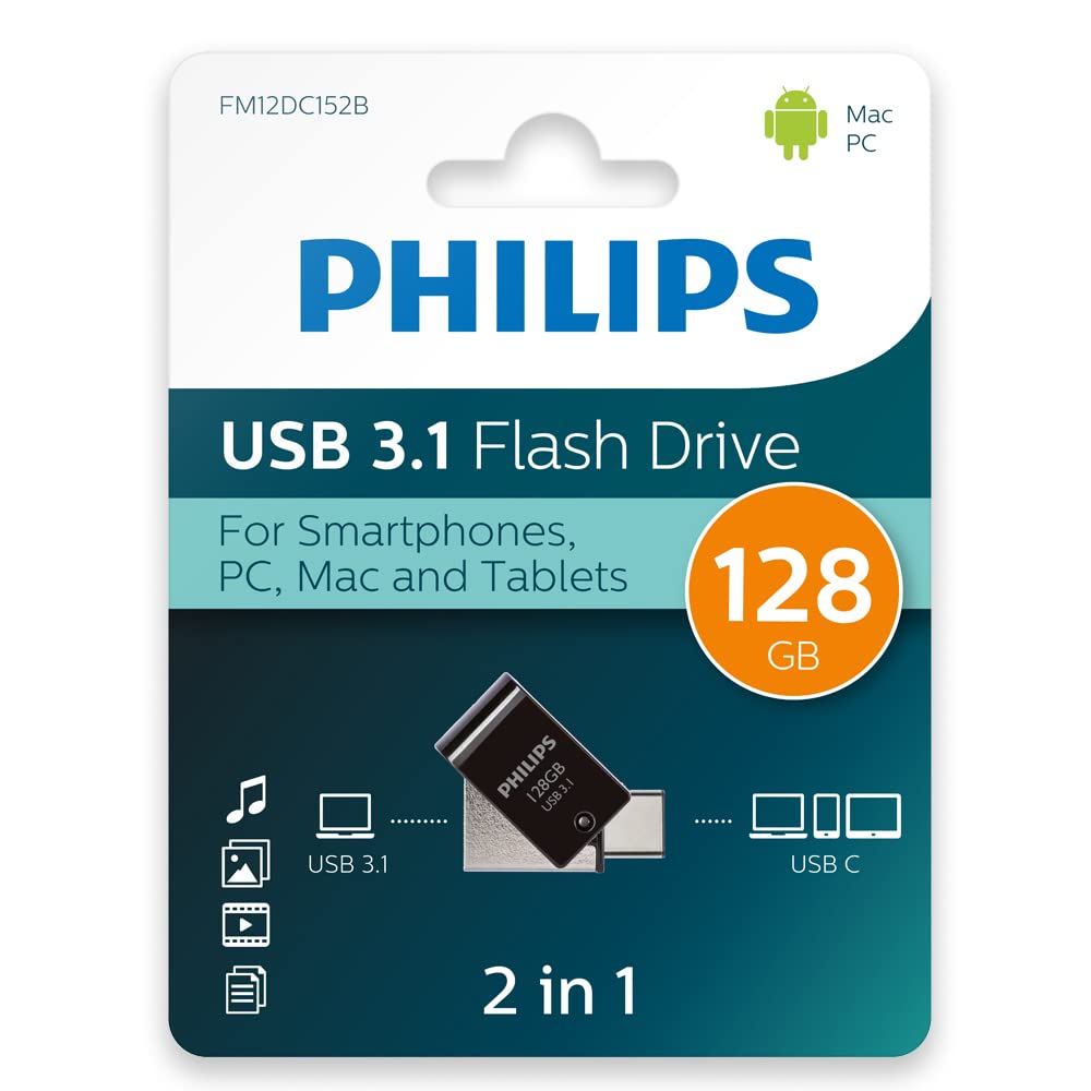 Philips Chiavetta USB 2 in 1, 128 GB, USB 3.1, USB-C