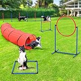 YITAHOME Dog Agility Equipments: Includes Flirt Pole, 3 Flying Discs, Agility Tunnel, 3 Jumps, 6 Weave Poles, Pause Box, Agility Course Set for Backyard, Indoor, Outdoor