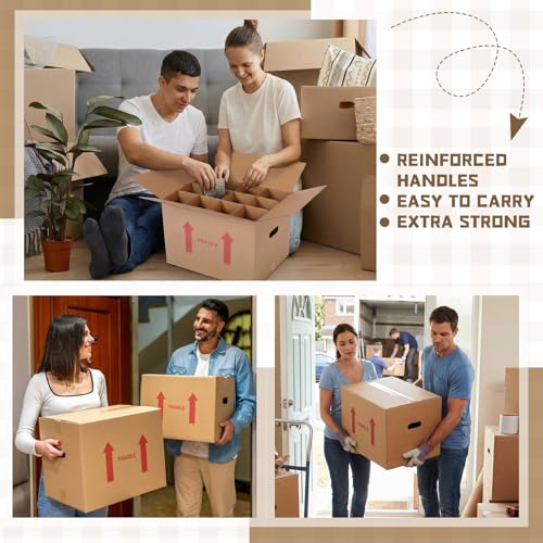 Image of Tatuo 5 Pack Wine Box for Moving, 12 Bottle, with Divider, 16 x 12 x 12 in | Liquor Shipping Packing Box Bulk, Corrugated Cardboard, Reinforced Bottom, Break Resistant, Heavy Duty, Cellar Storage
