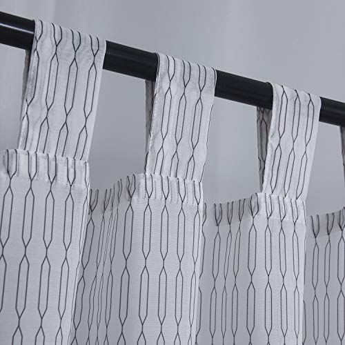 Megachest sheer Voile Tab Top Curtain (cotton-look printed diamonds, 56" wideX81 drop(W142cmXH206cm)), W 56" x L 81" (2 Panels) - Image 3