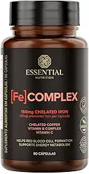 Essential Nutrition - [FE] Complex - Complexo de Ferro e Cobre Quelados + Vitamina C - 90 Cápsulas