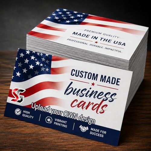 Premium Custom Business Cards - 100% US MADE - Single/Double Sided - Full Color Printing - Premium 16pt Card Stock - Upload Your Own Design - 70 to 2000 cards - Optional GLOSSY protective coating
