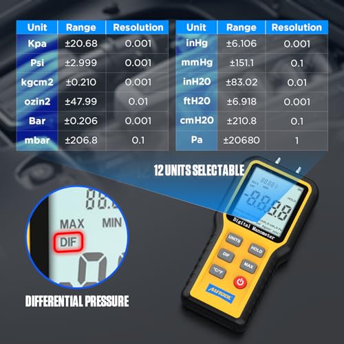Autool GOGO8-US Digital Manometer, Dual-Port Manometer Gas Pressure Tester thumb #2