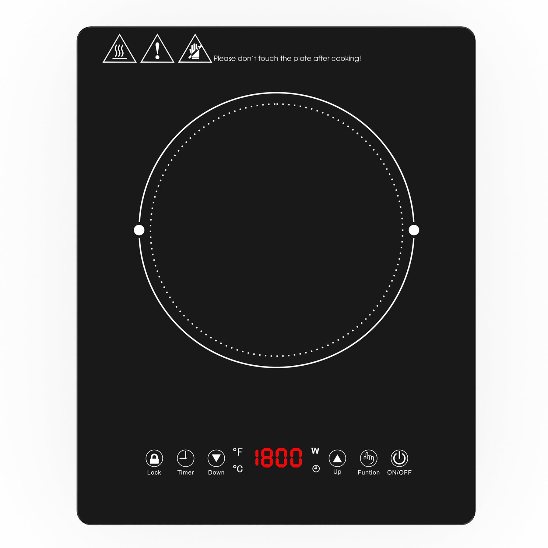 Placa de Inducción 1 Fuego 1800W, Hornillo Eléctrico Portátil 35cm