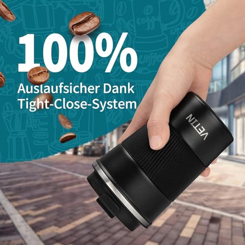 VETIN 2 Stück Kaffeebecher To Go Thermo 380 ml, 304 Edelstahl Thermobecher – Ansicht 6