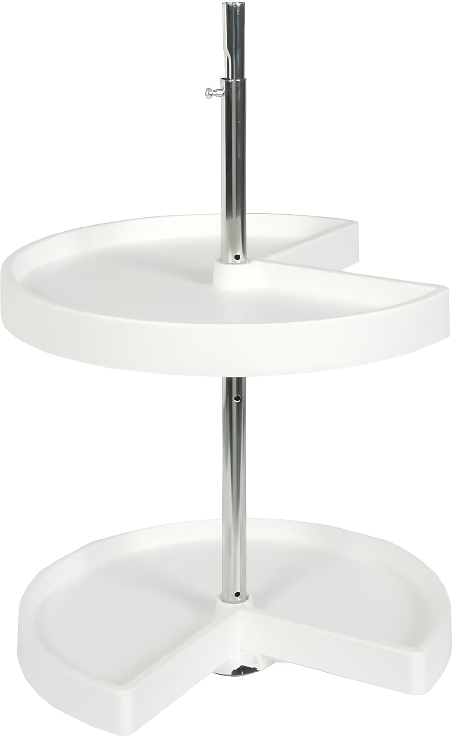 Knape & Vogt Plastic Lazy Susan Organizer, 2-Tier Lazy Susan for Cabinet, Kidney-Shaped 18-Inch Polymer 360º Turntable, White 18-inch (width)