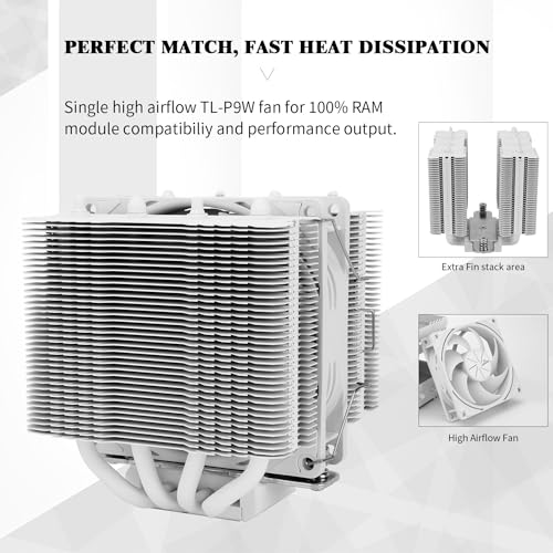Thermalright Peerless Assassin 90 SE White CPU Cooler, 4 Heat Pipes CPU Air Cooler, Dual Towers and PWM Fan, with 2200RPM Speed CPU Cooling,for Intel LGA 1700|1851|1150|1151|1200;AMD:AM4|AM5 3