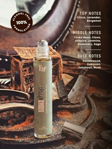 Image of EM5 Barbershop Concentrated Perfume Roll-On for Men | Clean, Fresh & Timeless Fragrance | Classic Everyday Scent | 100% Alcohol Free | Strong & Long Lasting Perfume Roll On | 10 ml
