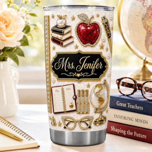 Raevaki Personalized Teacher Tumbler - Gifts For Teachers - Custom 2D Flat Back To School Cup T17 - Classroom Tumbler - Teacher's Day, Graduation, Birthday Gifts For Teachers, Educator - Image 3