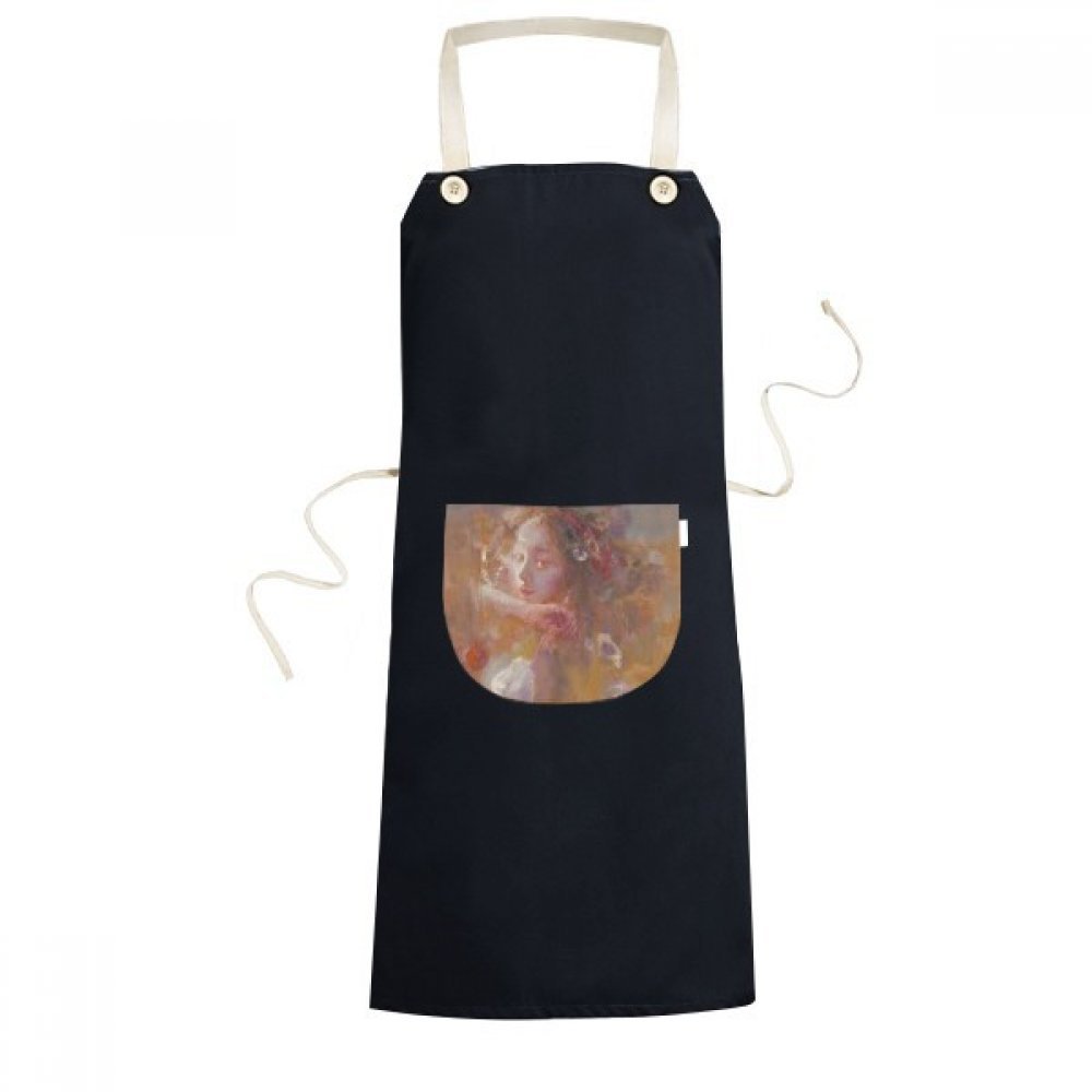 Tablier bavette noir avec poche réglable 70x67cm pour cuisine et peinture à l'huile