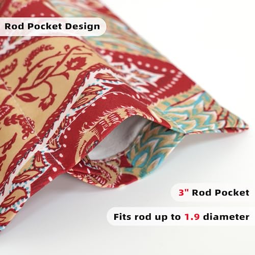 DriftAway Christopher Peacock Floral Pattern Thermal Insulated Blackout Window Curtain Valance Rod Pocket 2 Layers 52 Inch by 18 Inch Plus 2 Inch Header Red