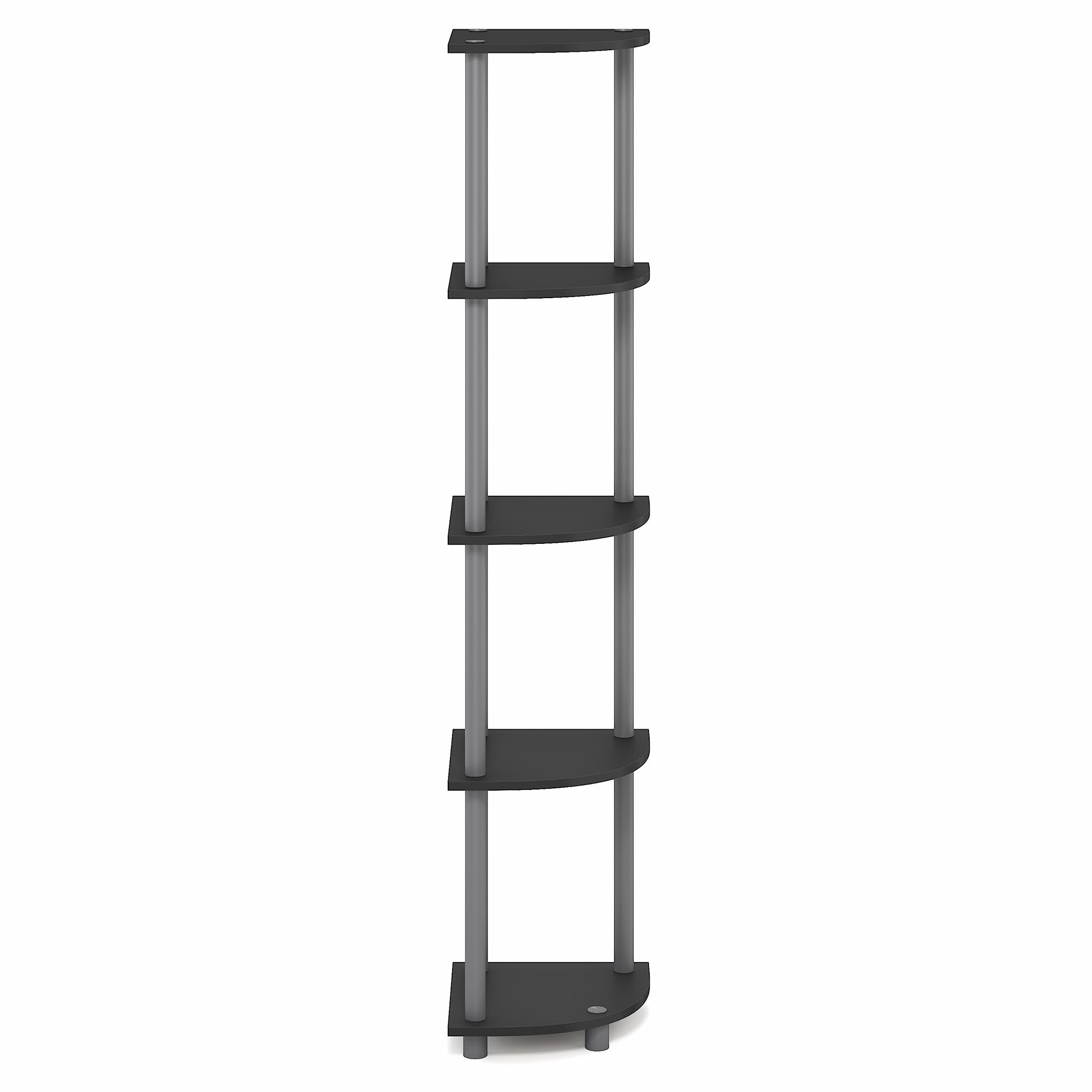 Furinno TURN-N-TUBE Scaffale Angolare, Libreria Angolare a 5 Ripiani, Scaffali di Stoccaggio Aperti, per Organizzazione e Ripostiglio, Soggiorno, Home Office, Garage, Camera da Letto, Nero Semplice