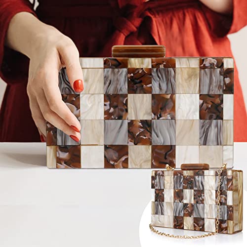 Image of YYW Acrylic Purses and Handbags with Marbling for Women Elegant Banquet Evening Crossbody Handbag Box Clutch