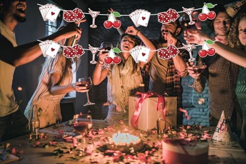Image of Lucky In Love Garland Banner for Lucky in Love Bachelorette Decorations, Western Bachelorette Party Decoration, Casino Cherry Vegas Bachelorette Party Decor, Las Vegas Shower, Poker Party Decor GL