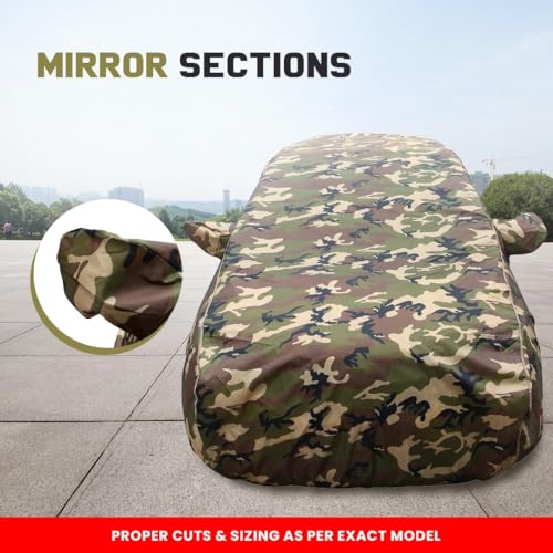 Image of Autofact Kia Syros Waterproof Car Cover, Jungle Print 4x4 American Matty, All-Weather Protection, Triple-Stitched, Windproof with Buckle Belt, Dustproof & Scratchproof, UV Resistant- Gold