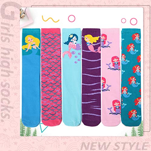 Image of MOGGEI 6 Pairs Kids Girls Knee High Socks Gift Long Crazy Silly Tall Funny Boot Cute Animal Child Fun Socks