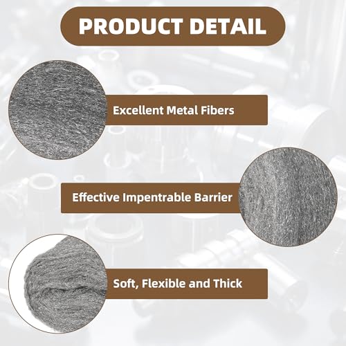 Stahlwolle 000-4 Rollen Stahlwolle Gegen Mäuse mit 4m x 78mm, Edelstahlwolle Fein Gegen Ratten Steel Wool für Löcher und Wand Risse von Haus, Garten, Reinigen und Polieren