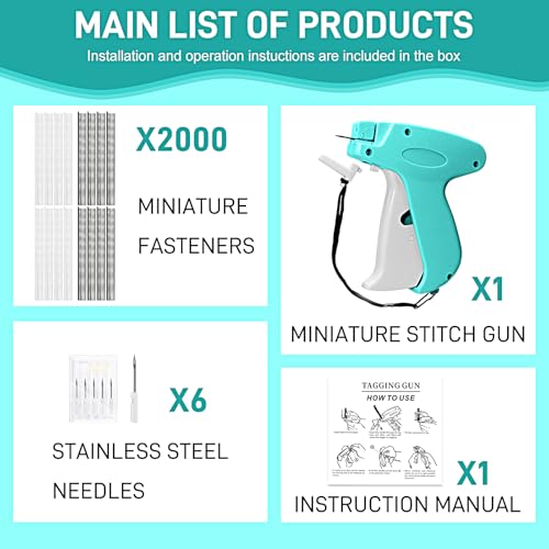 Image of 2026 New Stitch Gun for Clothes, Handheld Quick Clothing Fixer Sewing Kit with 1000 Black & 1000 White Fasteners, 6 Replacement Needles, Light Blue