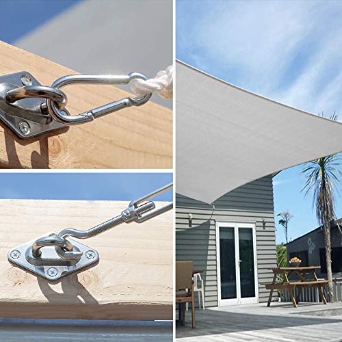 Sposuit 10\' x 13\' Rectangle Sun Shade Sail with Hardware Kit Set - UV Block Canopy Shade Cover for Deck Patio Pool Yard Garden Outside, UV-Resistant, Grey