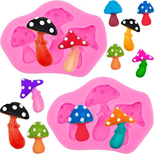 2 Pieces Mushroom Shaped Silicone Mold Mushroom Shape Vegetable Keychain Silicone Mold Chocolate Candy Clay Moulds for DIY Desserts Crystal Ice Cube Mould Handmade Cupcake Decor (Irregular)