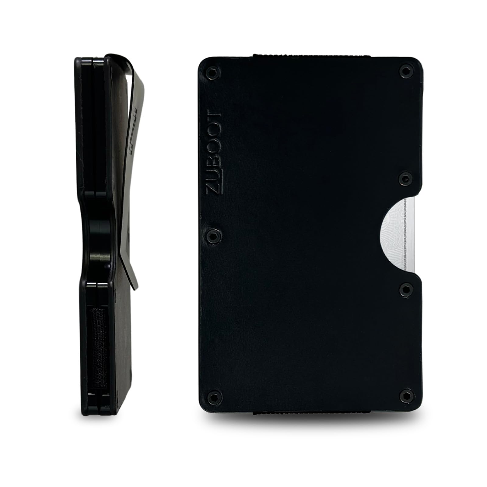 Leather RFID Wallet for Men – Slim Minimalist Card Holder with Cash Clip and AirTag Compatible – Durable Front Pocket Wallet with Black Leather (Black Leather Clip)