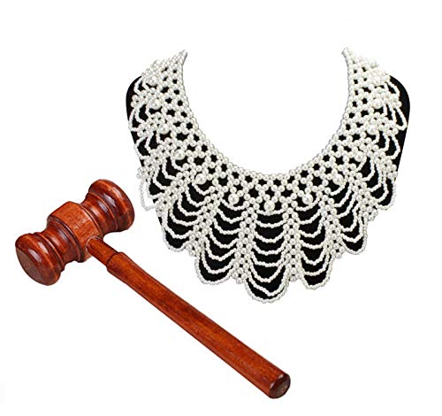 Yinch Women's RBG Dissent Collar Elegant Detachable Imitation Pearl Beaded False Necklace Ginsburg Feminism Blouse Fake Costume Jewelry Choker White