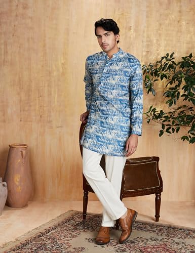 Image of Amazon Brand - Symbol Men's Polyester Festive Printed Long Kurta (Regular Fit)