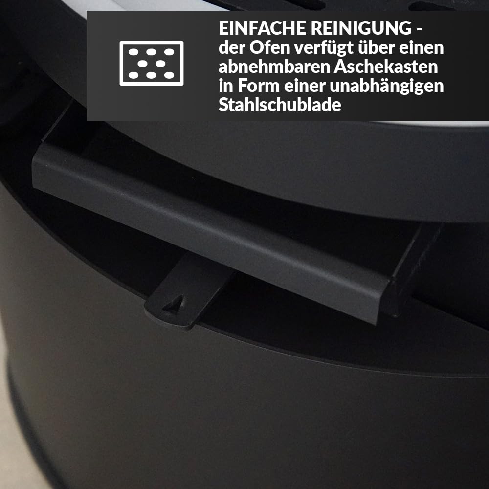 Kaminofen aus Stahl Rollo bereit Satz Ø 150 7 kW Raumluftunabhängig BImSchV 2 EEK A HKI