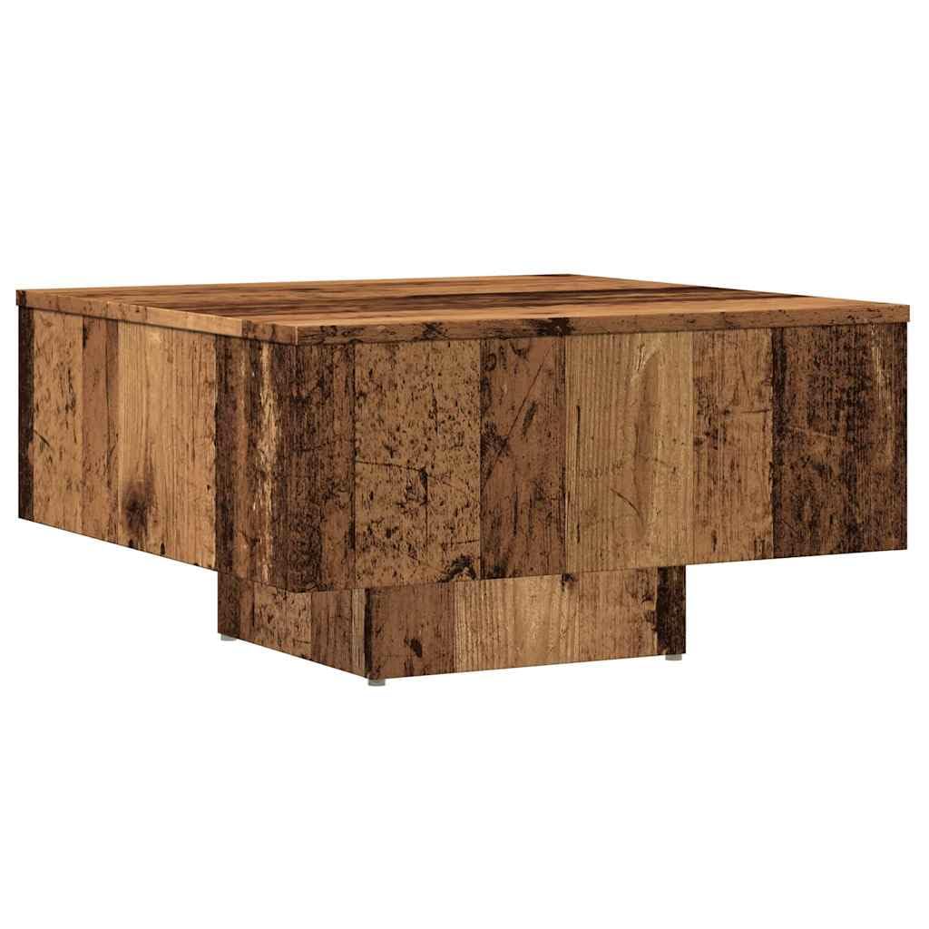 vidaXL Table Basse Vieux Bois 60x60x31,5 cm Bois d'ingénierie, Table d'appoint, Table de Salon, Table latérale, Bout de canapé, Table Centrale