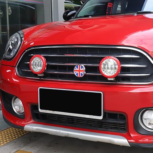 Image of 3D Front Bumper Grill Emblem Badge Chrome Cover for Mini Cooper One S JCW R50 R52 R53 R55 R56 R60 R61 F54 F55 F56 F57 F60 Hatchback Countryman Car Accessories Decoration (Graffiti Red Union Jack)