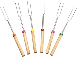 COLLBATH 6 Peças Garfos Para Assar Fogão Ferramentas Para Churrasco Garfos Pesados Palitos De Cozimento Espetos De Salsicha Garfos De Aço Inoxidável Garfo Telescópico Garfo Para