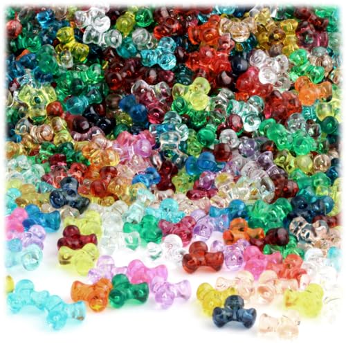 The Crafts Outlet 1,000pc Plastic Transparent Tribeads 10mm Multi Mix Beads