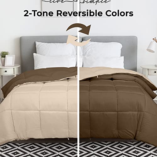Image of ROYALE California King All Season Down Alternative Quilted Comforter - Soft Luxury Hotel Comforter - Box Stitch Duvet Insert (King Cal Chocolate & Sand)