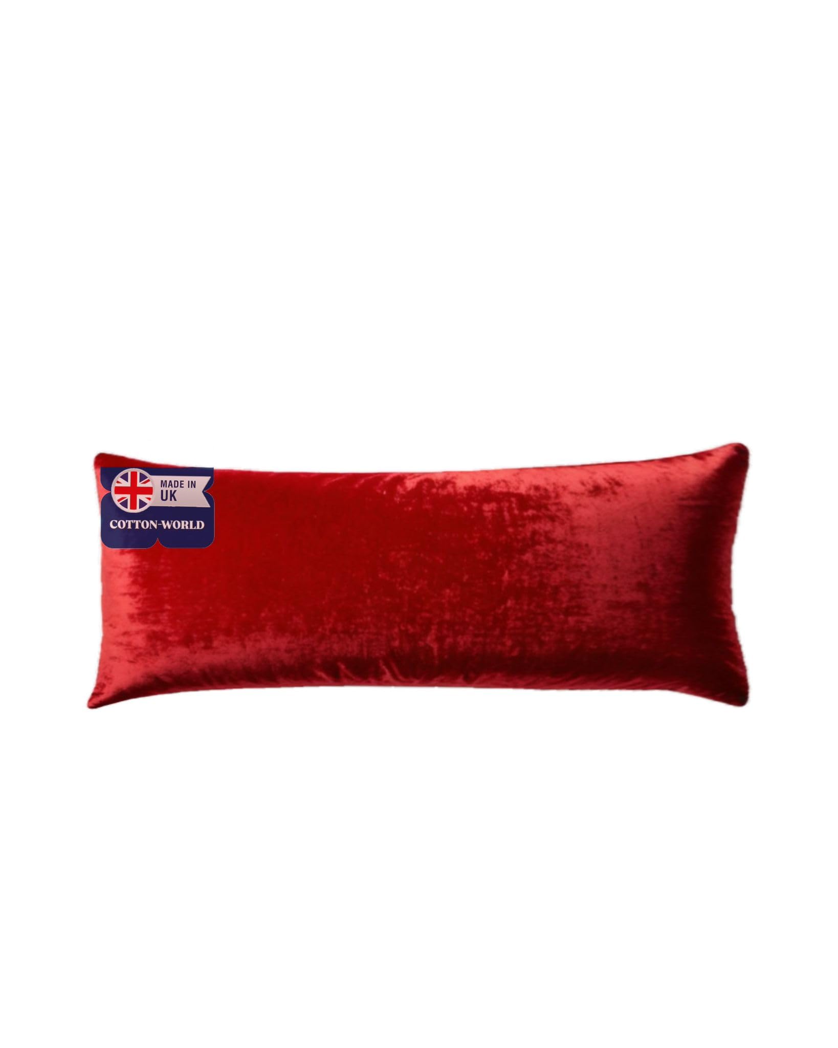 Bolster Pillow, Crushed Velvet Full Body Pillow, Hollowfibre Filled Orthopaedic Support Pregnencey Pillow, White Neck Support & Maternity Side Sleepers Pillows Cushion (Red, 4.6FT DOUBLE)