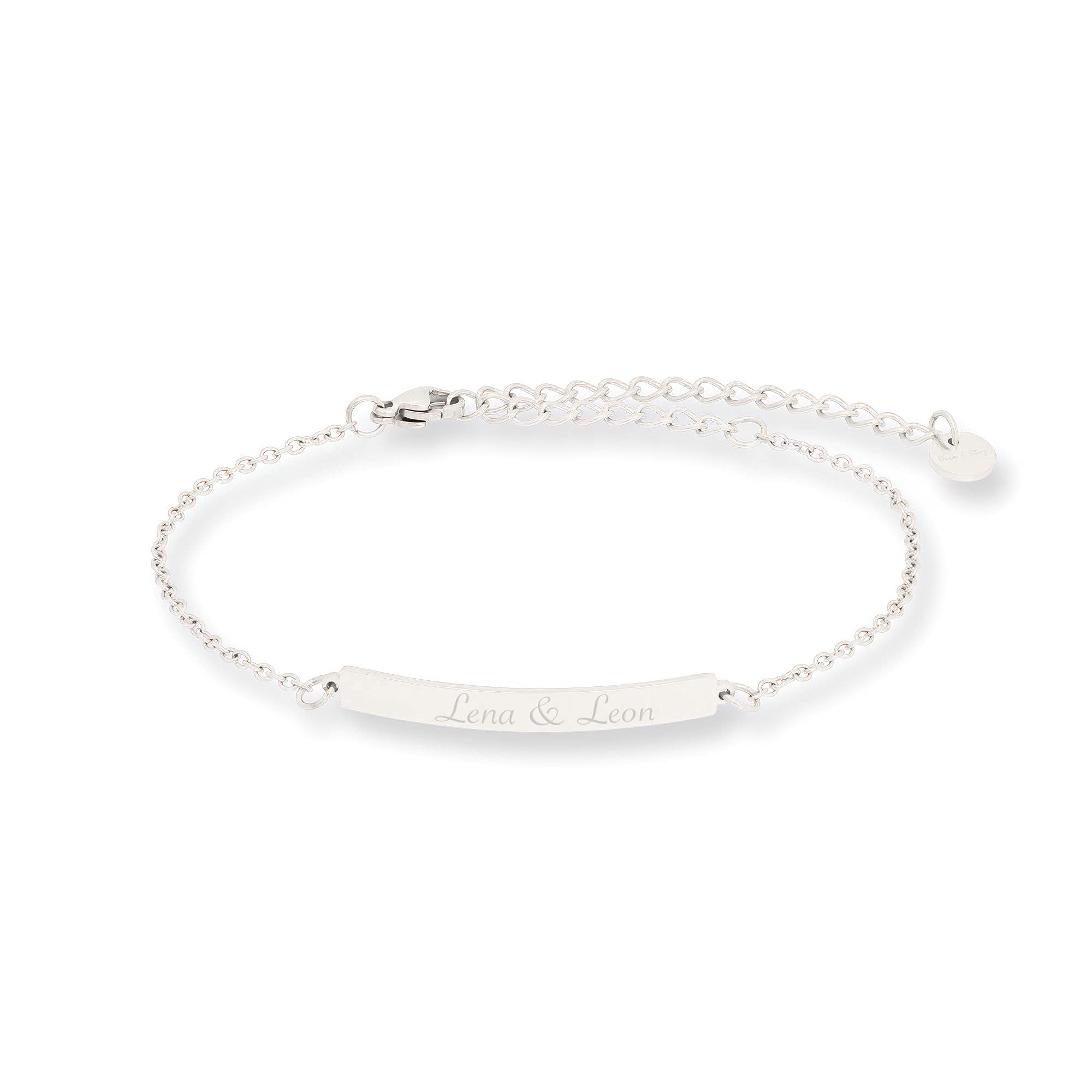 ID Armband mit Gravur | Namensarmband | Partnerarmband | Personalisiertes Geschenk zum Valentinstag Jahrestag Muttertag Geburtstag Hochzeit Freundinnen | 316L Edelstahl | Silber Gold Roségold