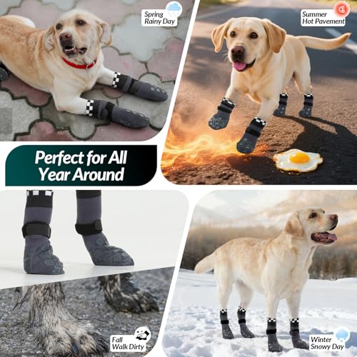 Image of ROZKITCH 2 Pairs Small Dog Socks, Soft Paw Protectors Dog Stop Licking Paws Anti Slip Socks Bandages for Paws Winter Warm Paw Covers to Stop Licking Pomeranian, Miniature Dachshund, Maltese Grey S