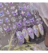 Purple Butterfly Nail Stickers Butterfly Nail Art Stickers Holographic Nail Decals Cute Stickers ...
