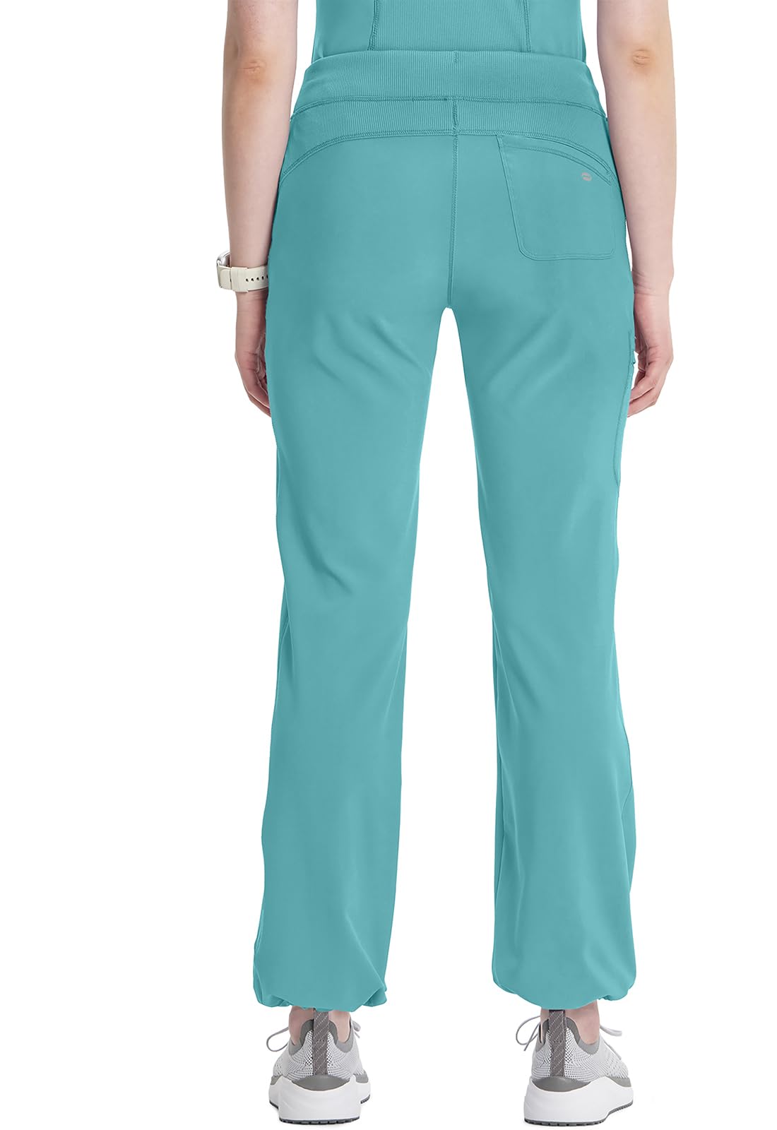 Cherokee Infinity Damen-Schlupfkasack 2625A Mock Wrap Top & 1123AT Hose mit geradem Bein und Kordelzug, blaugrün, Größe L / M
