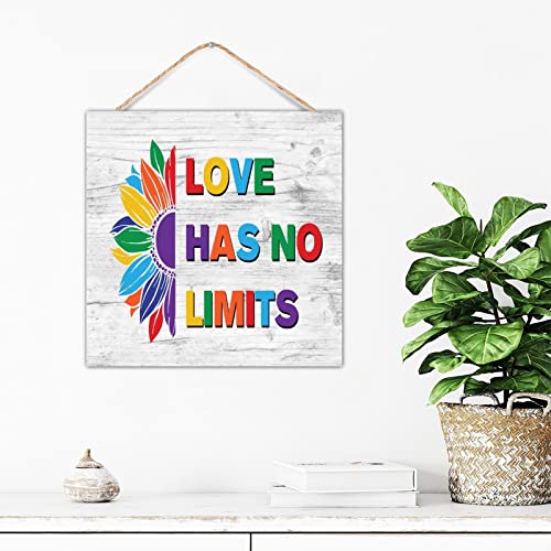 Letrero de madera Love Has No Limits arcoíris rústico de 12x12 pulgadas 5