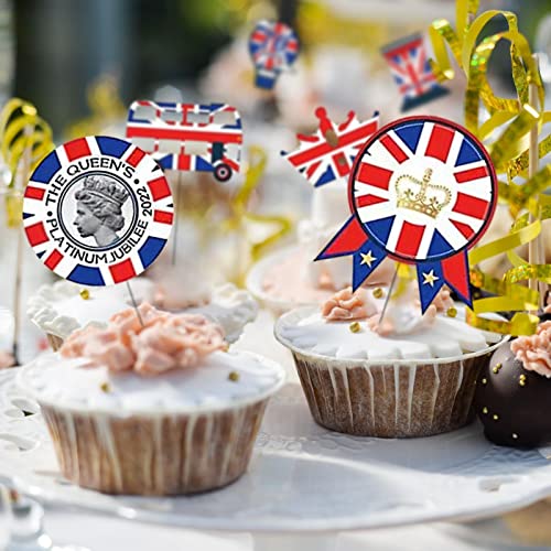 Grã-Bretanha Patriótica Decorações Cupcake Picks | Suprimentos para festas de topos de cupcake de Un