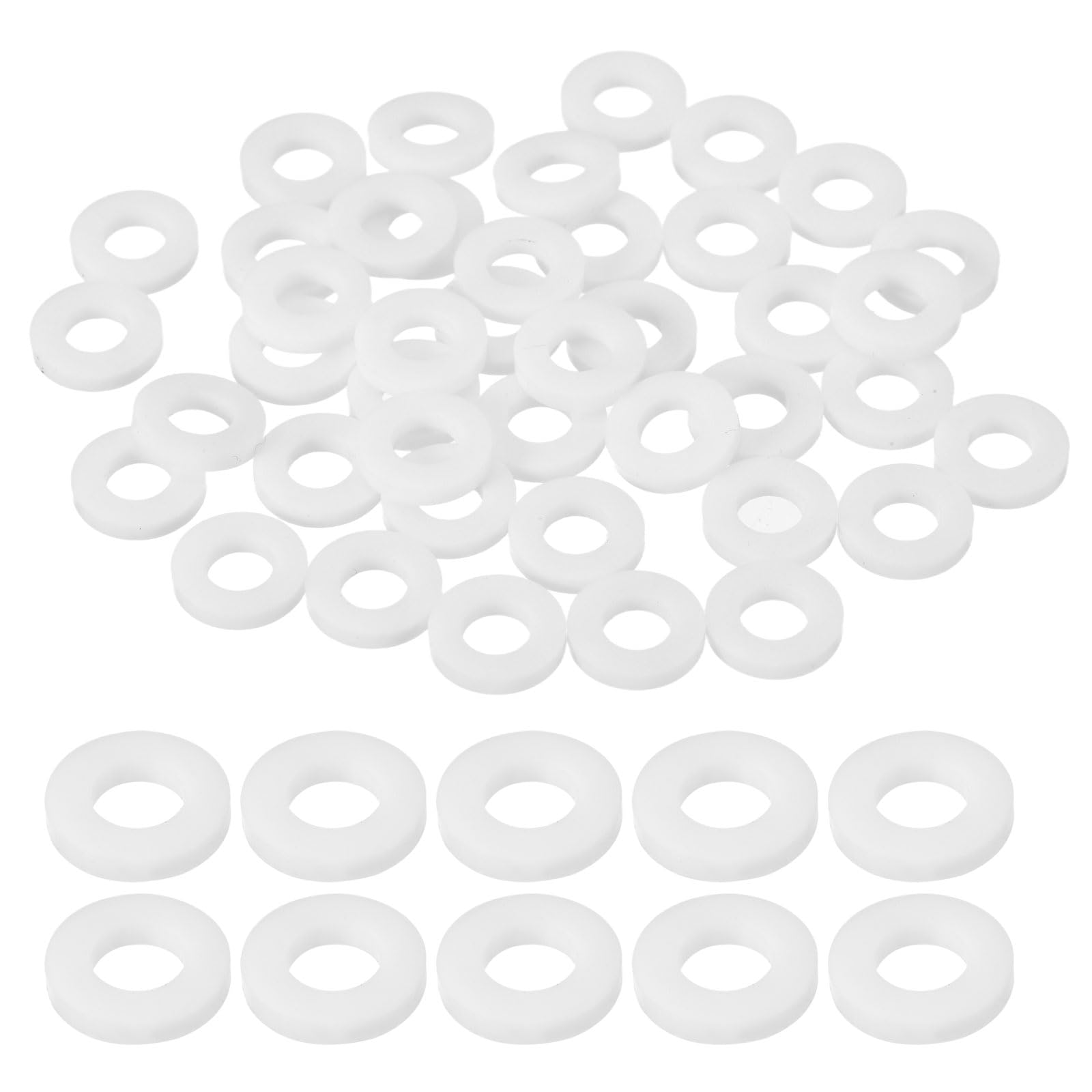 DEFANEX 40pcs PTFE Flat Washers (ID 6mm OD 12mm Thick 2mm) White
